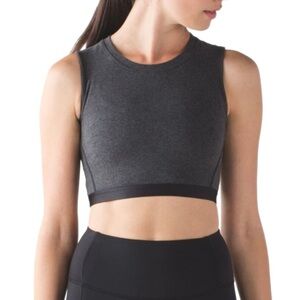 Lululemon Heathered Black/Grey Soulful Cropped Tank Top Size 10